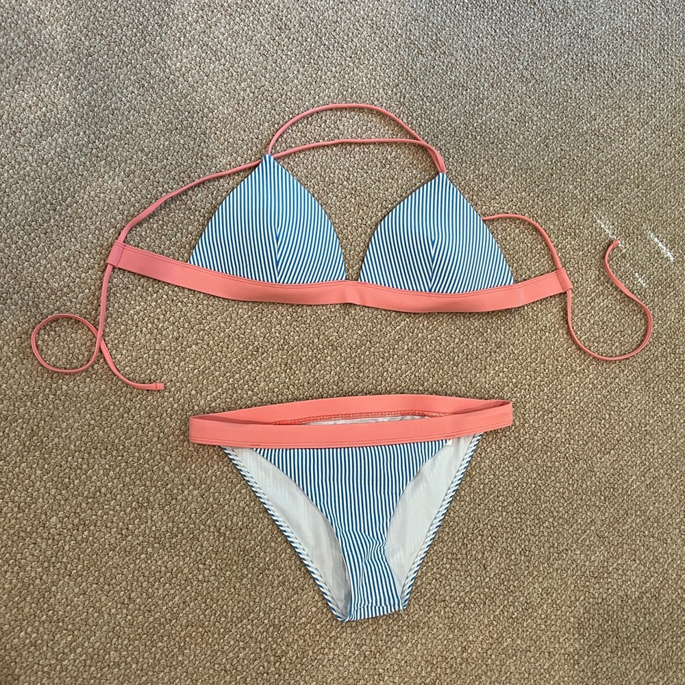 Southern Tide Retreat Seersucker Bikini Set Top M Bottom XS NWOT